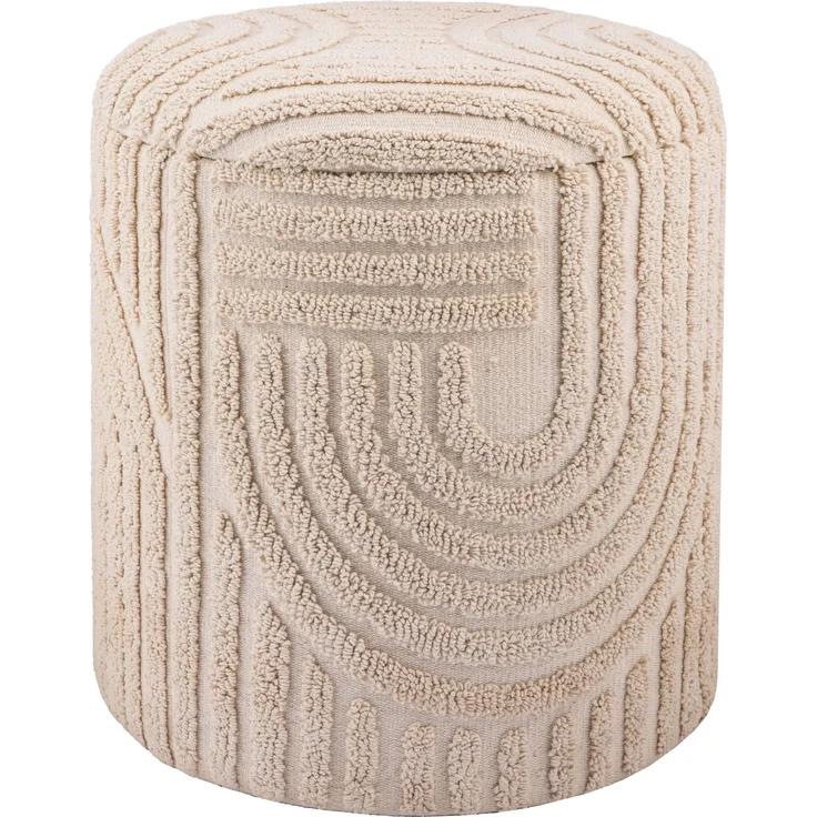 Dekohocker Stauraum Baumwolle Ø40×45cm abnehmbarer Deckel Beige Boho Design – Bild 6