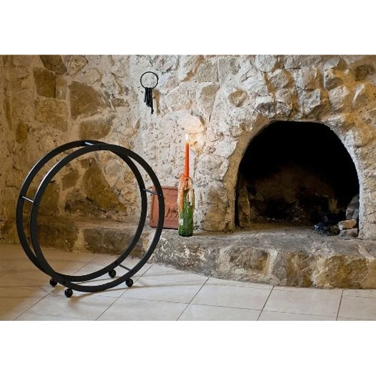 Kaminholzregal Kaminholzständer Rund D-70cm Schwarz Holzkorb Kaminholzhalter Holzregal – Bild 5