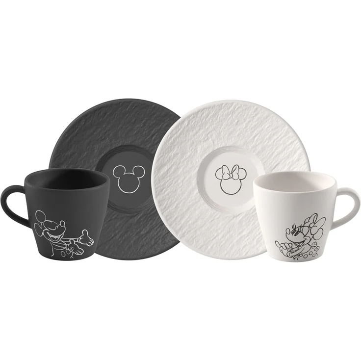 Villeroy & Boch Manufacture Rock - Mickey Mouse Kaffeetasse mit Untertasse 160 ml 2er Set – Bild 1