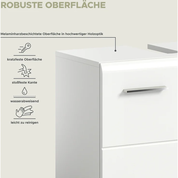 Badezimmer-Set >Ice< in Weiß / Weiß Hochglanz - 165x185x30cm (BxHxT) – Bild 10