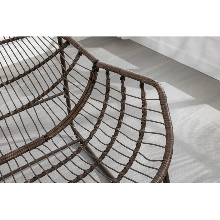 JARDJ Rattan-Schaukelstuhl für den Außenbereich, gepolsterter Schaukel- und Liegesessel für Veranda, Wohnzimmer, Terrasse, Garten, Marineblau – Bild 3