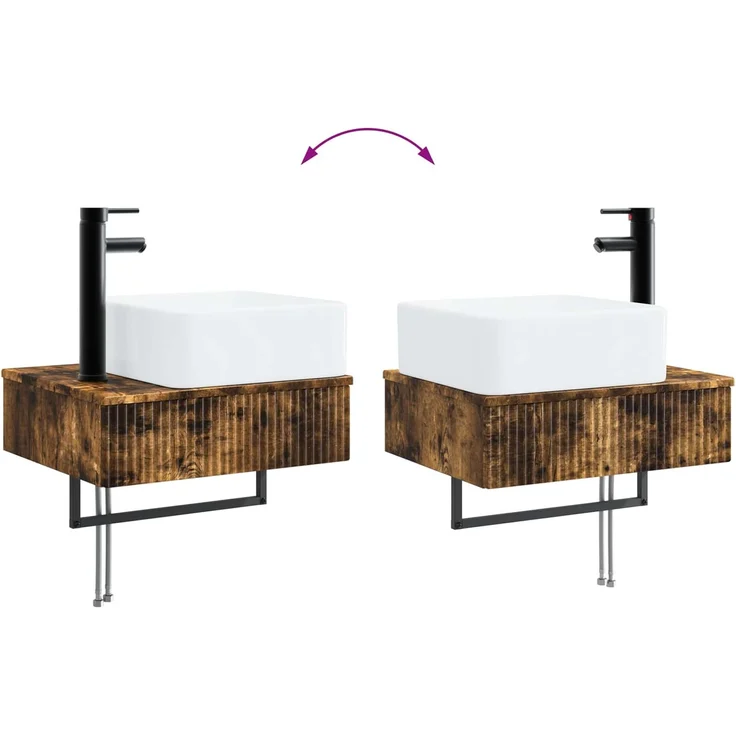 vidaXL Badezimmerschrank-Set 3 stk. Geräucherte Eiche 130 x 41 x 80 cm 3405602 – Bild 11