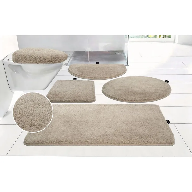 Bruno Banani Badematte Lana, Standard & Premium Qualität, 25 mm oder 30 mm Höhe, rutschhemmend beschichtet, schnell trocknend, strapazierfähig, fußbodenheizungsgeeignet, Polyacryl, rechteckig, 3-tlg. Hänge-WC Set, Badteppich, Badematten, unifarben, auc...