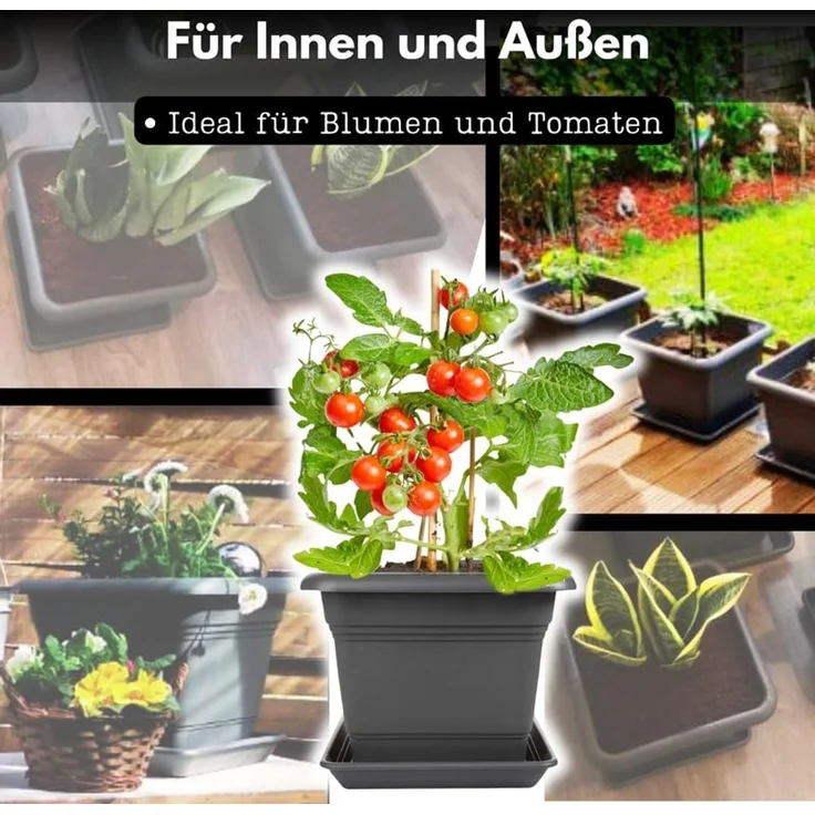 Centi Pflanzkübel Eckiger Pflanzkübel anthrazit modern robust (8er-Set) – Bild 6