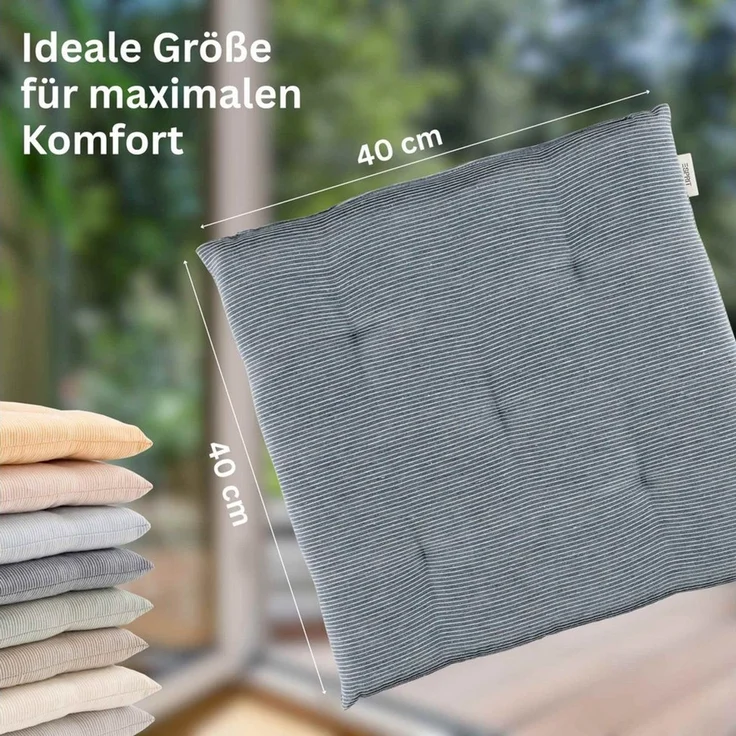 Esprit Stuhlkissen NEEDLESTRIPE Sitzkissen, 40 x 40 cm - 4er Set in Blau – Bild 4