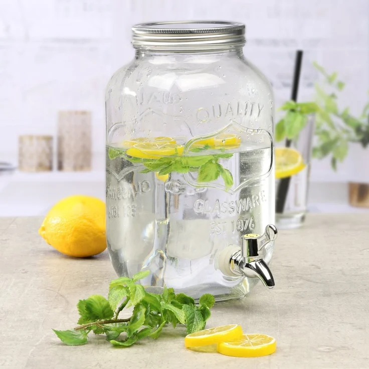 Getränkespender Glas mit Zapfhahn 3L Wasserspender Saftspender RUNGASSI 13090