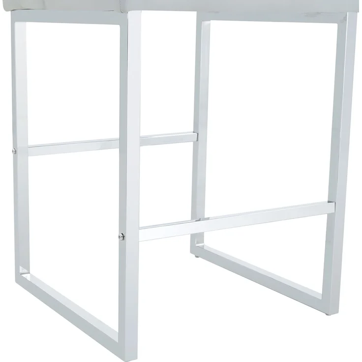 2 Sätze hellgrauer Nordic Windbar Stuhl, mit modernem quadratischem Design, silbernen Metallbeinen, leichtes und bequemes Set. Erfüllen Sie Ihre vielfältigen Bedürfnisse an Produkten.--Hellgrau, Silber--91.4x53.3x48cm--YOUDENOVA – Bild 5