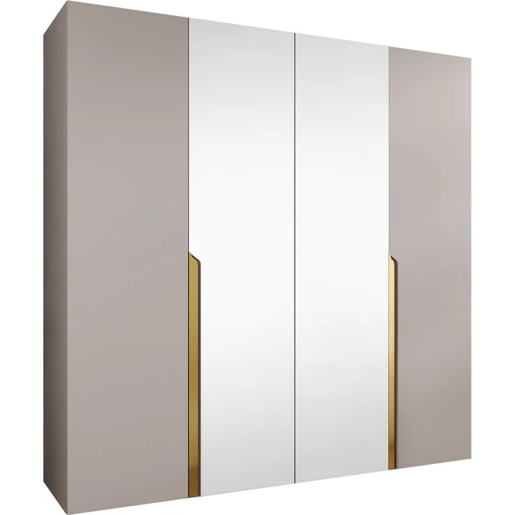Kleiderschrank Veluna II 200 (Farbe: Cashmere / Cashmere + Gold)