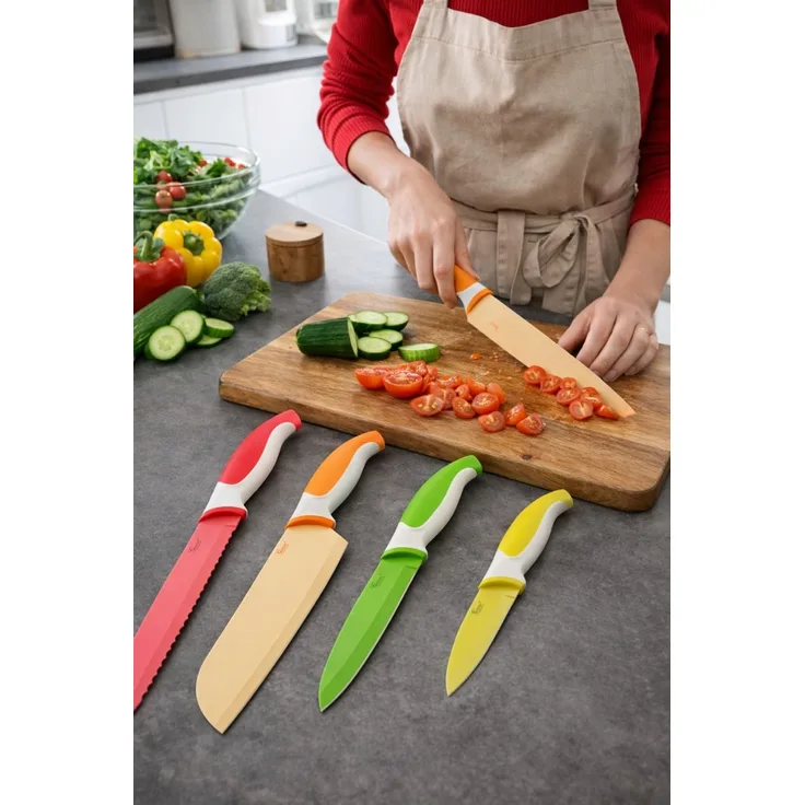 Genius 4-teiliges Küchenmesser-Set farbig & vielseitig 23025
