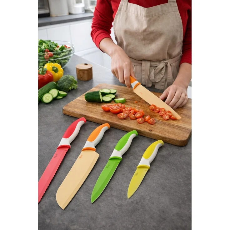 Genius 4-teiliges Küchenmesser-Set farbig & vielseitig 23025