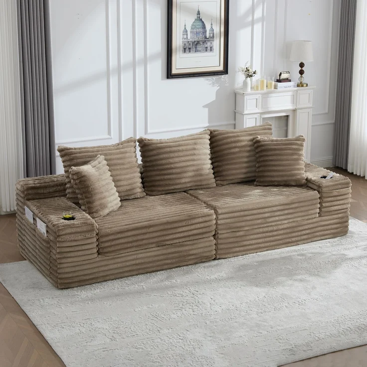 ZUBALIYA Schlafsofa 98x87 cm, mit Stauraum, mit Treppe, mit Leiter, mit Cordbezug, mit Schaumstoffpolsterung, Rot – Bild 12