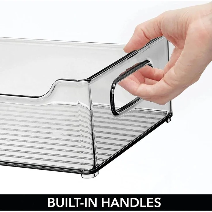 mDesign Kühlschrankbox Aufbewahrung Organizer stapelbar Griffe 4er-Set Rauchgrau – Bild 5