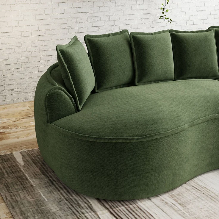 ZUBALIYA SchlafSofa mit Chenille - Bezug, mit breiten Armlehnen, mit Schaumstoffpolsterung, aus Chenille, Grün – Bild 18