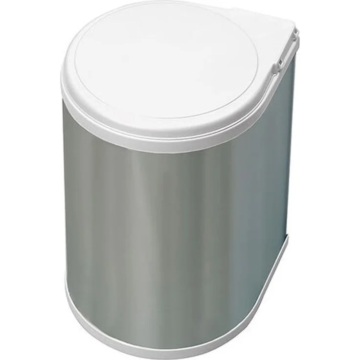 emuca 8035865 Abfalleimer 13 Liter ab 40 cm Schrankbreite, Kunststoff weiß und Edelstahl – Bild 1