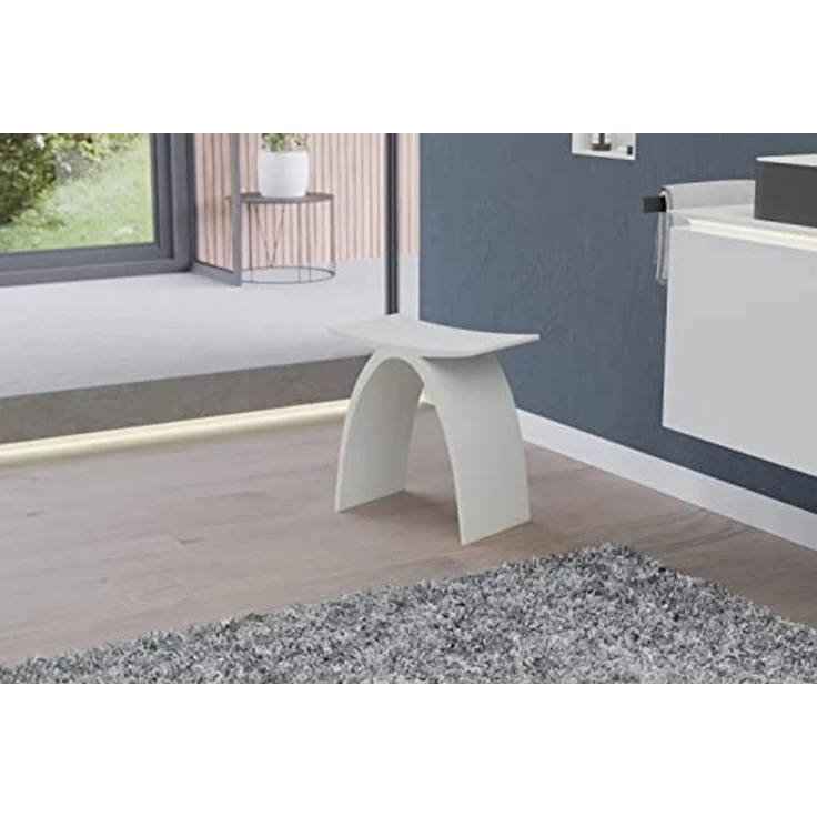 Bernstein Badhocker PB4001 (einsetzbar als Ablage- oder Sitzfläche), aus Mineralguss / Design Duschhocker / Sitzhocker / Matt – Bild 4
