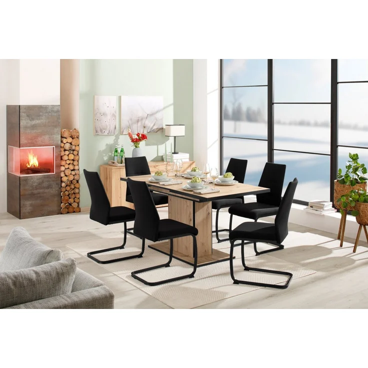 HELA Essgruppe Ariana, TOPSELLER! OTTOs Choice, Esstisch ausziehbar, 6 Stühle, (Set, 7-tlg, 1 Tisch ausziehbar / 6 Stühle), Tisch ausziehbar 120 -160 cm, Belastbarkeit 140 KG, bequem gepolstert – Bild 5