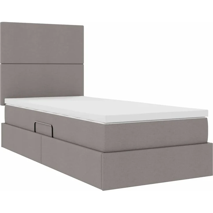 vidaXL LED-Speicherbett mit Matratze Taupe 90 x 200 cm Stoff 3372330 – Bild 6