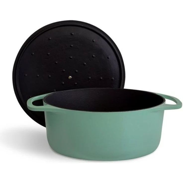 Springlane Bräter Cocotte Mint mit Deckel, Gusseisen, 6 L, Ø 28cm, Rund, Gusseisen emailliert, Ideale Feuchtigkeitsverteilung durch Tropfenstruktur – Bild 4