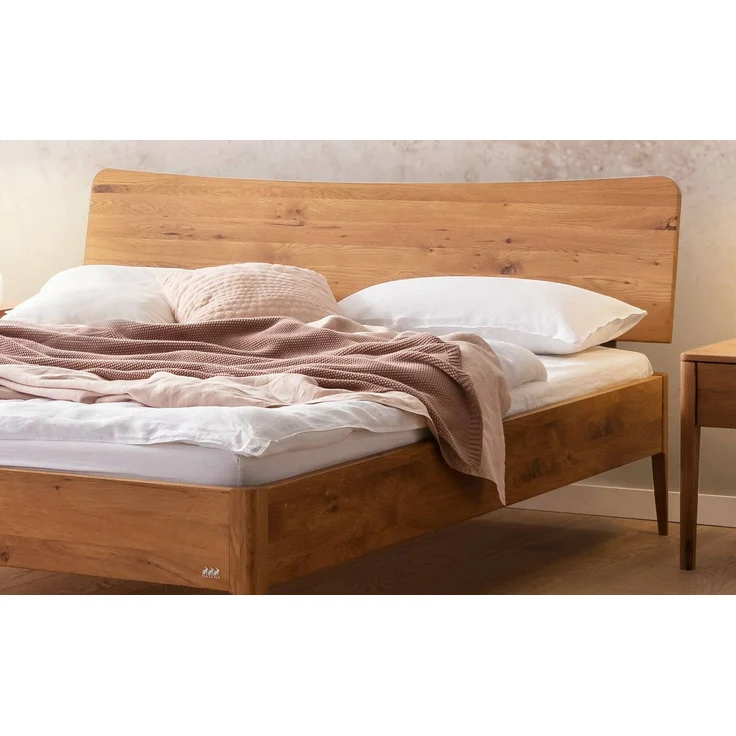 Hasena Massivholzbett Spezia Wildeiche natur mit runden Ecken 200x220 cm, Fußhöhe 20 cm – Lounge – Bild 4