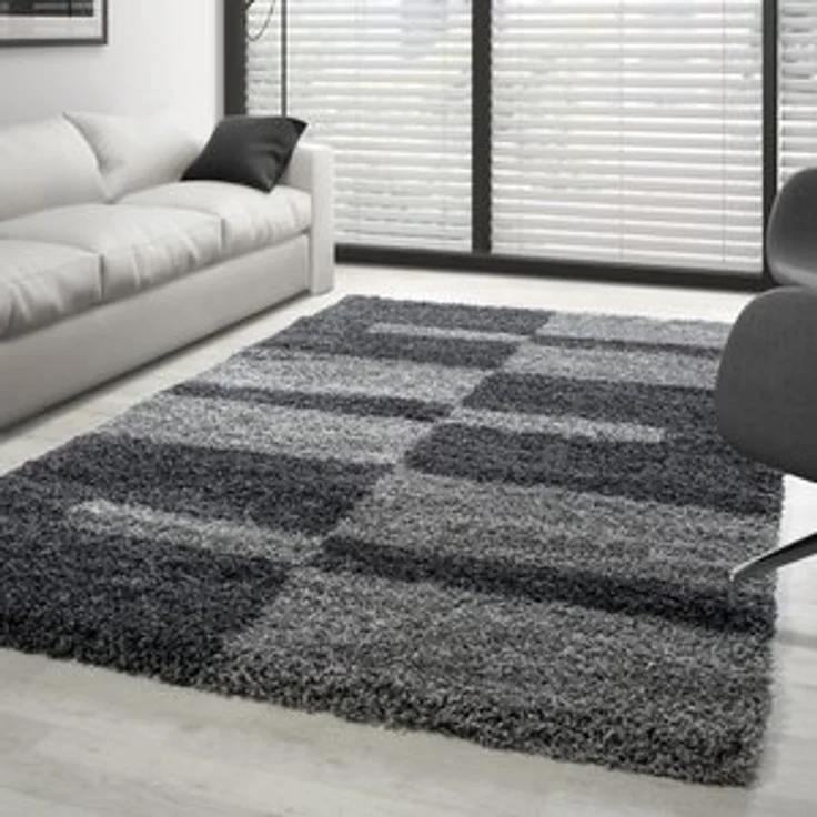 Carpettex Hochflor-Teppich Kariert Design, Rund, Höhe: 30 mm, Teppich Kariert Design Teppich im modern Stil Teppich Wohnzimmer – Bild 6