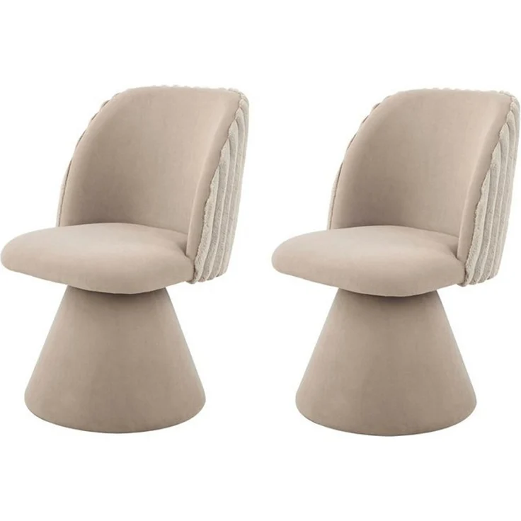 HELA Drehstuhl BARI I (Set, 2 St), 360° drehbar, Polsterfuß, Materialkombi, Außen Felloptik Innen Velvet – Bild 4