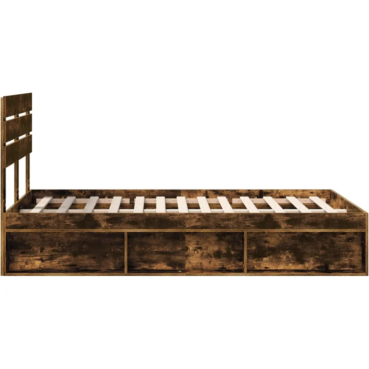 vidaXL Bettrahmen Geräucherte Eiche 120 x 190 cm Massives Kiefernholz 3411443 – Bild 7