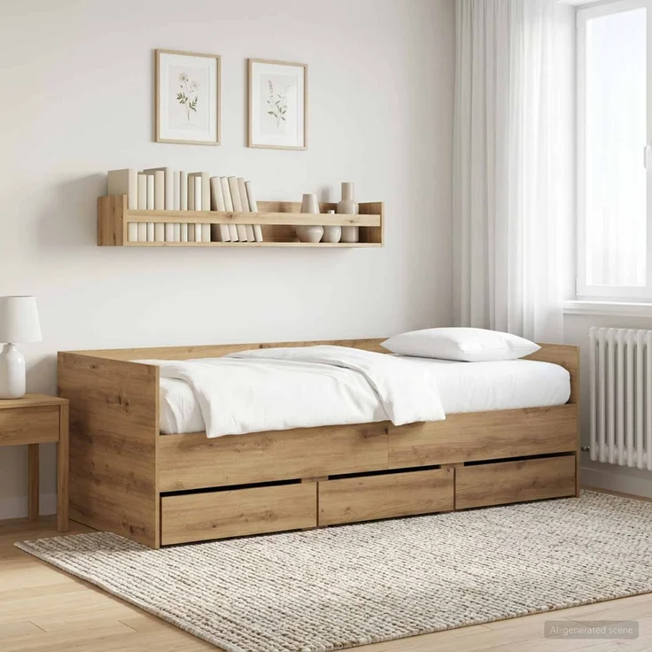 vidaXL Tagesbett mit Schubladen Kunsthandwerk Eiche Holzwerkstoff 3429636 – Bild 1
