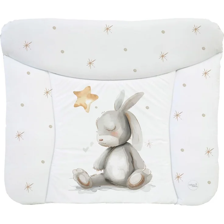 Ceba Baby® weiche Wickelauflage 75x72 cm - Baby Wickelunterlage - Wickeltischauflage für Junge und Mädchen - Wasserdicht, abwaschbar - OEKO-TEX® Standard 100 - Made in EU - Schlafhase – Bild 1