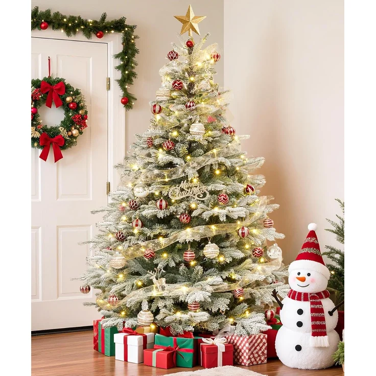 Yorbay Künstlicher Weihnachtsbaum Künstlicher Christbaum, mit Schnee, Metallständer – Bild 9