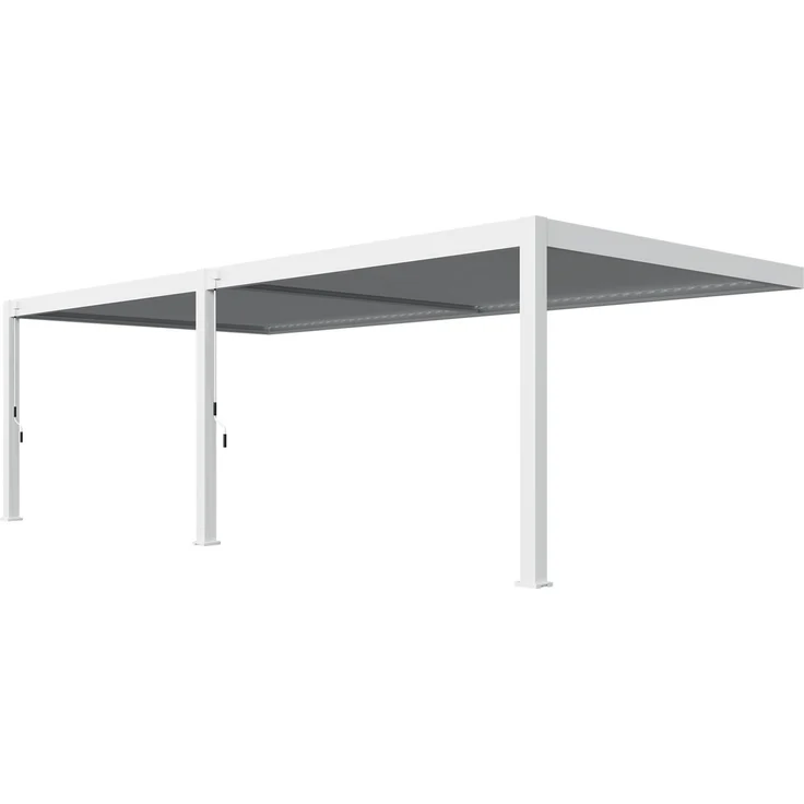 Weide Deluxe Plus Wand-Pergola Voll-Aluminium 4x8m mit Lamellendach weiß – Bild 1