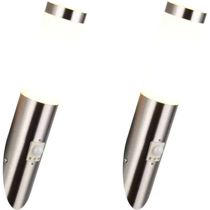 2er Set LED Außenwandleuchten mit Bewegungsmelder Silber, Höhe 39cm – Bild 2