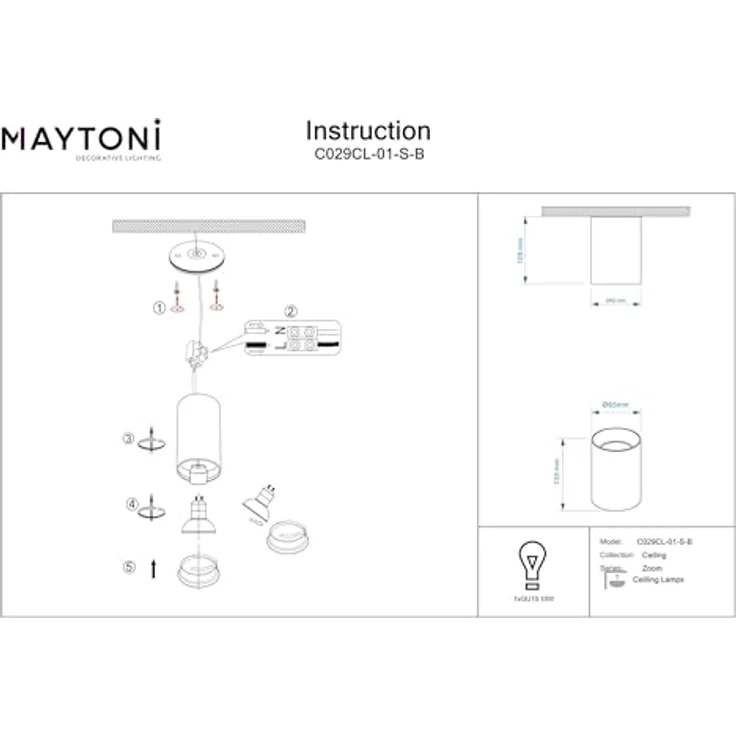 Maytoni ZOOM Deckenspot schwarz, LED Deckenstrahler 230V, IP54 spritzwassergeschützt für Badezimmer & Küche, zylindrisches Design für gezielte Lichtakzente – Bild 4