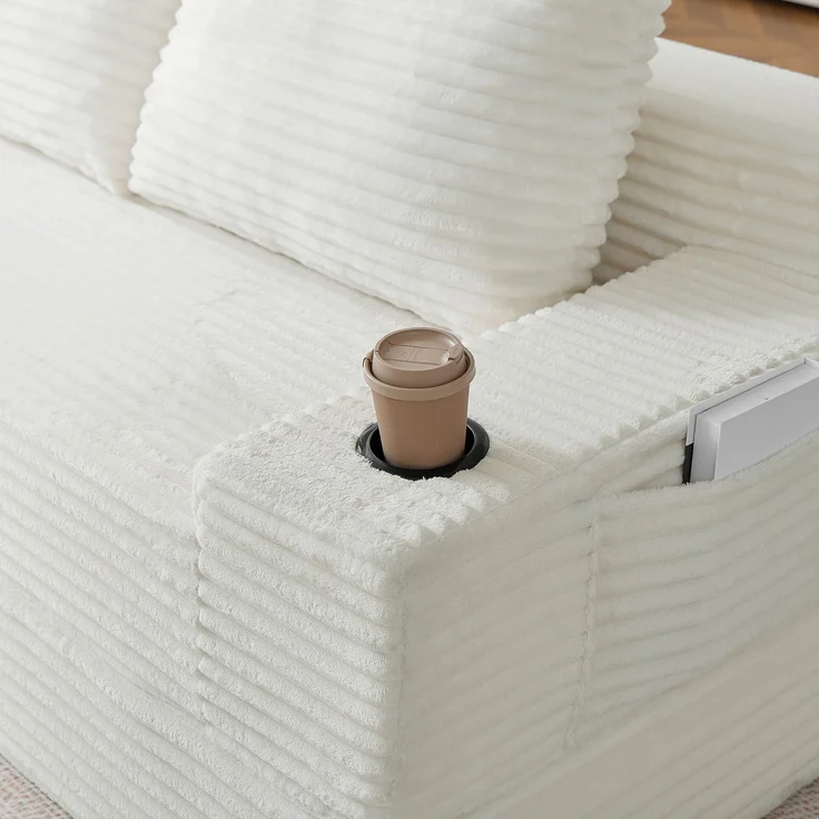 ZUBALIYA Sofa mit LED - Beleuchtung, mit Stauraum, mit Cordbezug, mit breiten Armlehnen, ohne aufwendige Montage – Bild 15