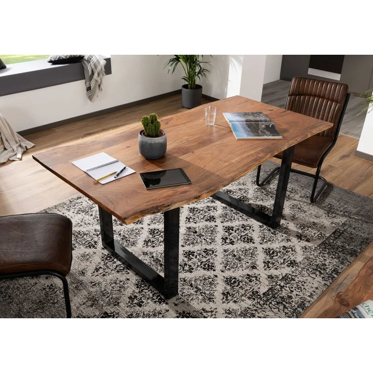 Baumtisch Akazie 220x100x76 natur Beine anthrazit glänzend FREEFORM 3 – Bild 8