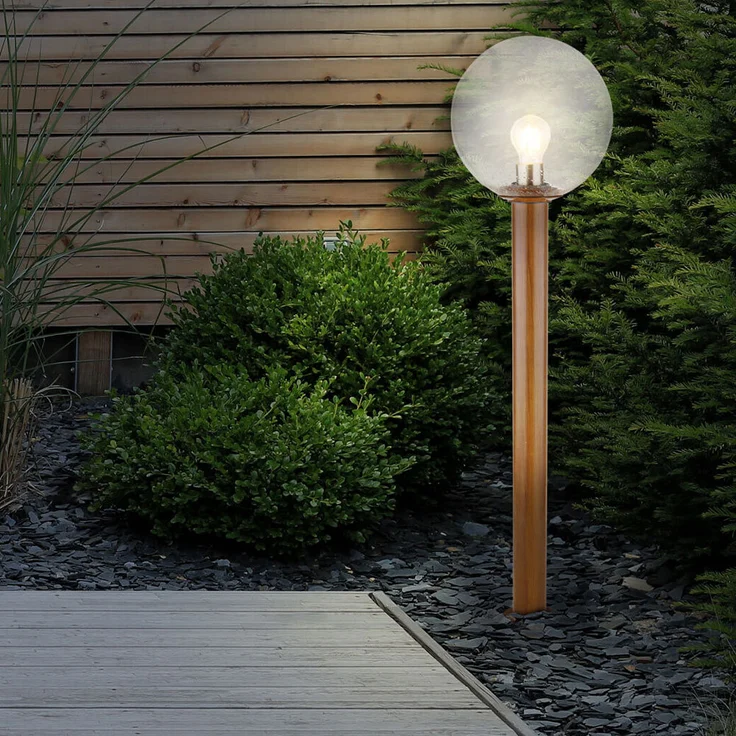 Außenleuchte Stehlampe, Glas Holzoptik braun, DxH 25x100 cm – Bild 4