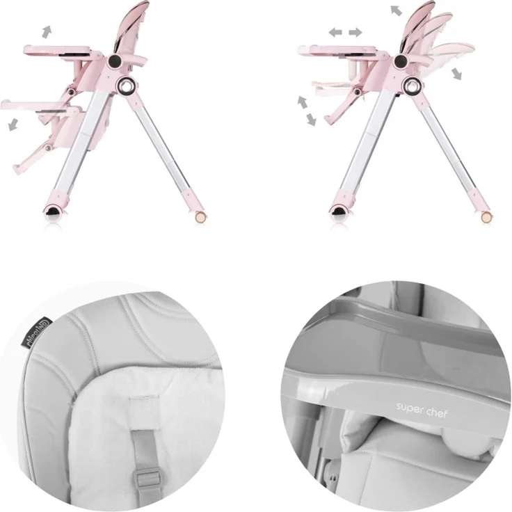 Chipolino Kinderhochstuhl 2 in 1 Super Chef Babyschaukel, Fußstütze, klappbar rosa – Bild 5