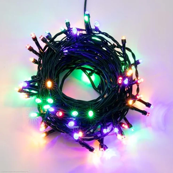 hellum Lichterkette 200 LED, 19,9 m beleuchtete Länge Lichterkette außen, outdoor strom mit Timer, outdoor bunt mit Stecker, Außenlichterkette mit Außen-Transformator – Bild 2