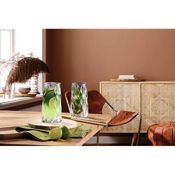 Pasabahce Gläser-Set Leafy Longdrinkglas, 4-tlg, Glas, 450 ml, 3er Set für stilvolle Drinks & Alltag – Bild 5