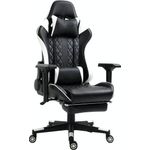 Gaming Stuhl 120 kg Belastbarkeit Bürostuhl Ergonomisch Gaming Chair mit Fußstützen und Armlehne,Racing Design Gamer Stuhl Sehr Stabiler und Langlebiger Drehstuhl PC Stuhl (White)