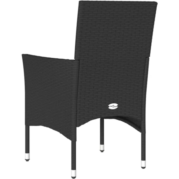 vidaXL Gartenstühle mit Kissen 2 Stk. Schwarz Poly Rattan 368109 – Bild 9