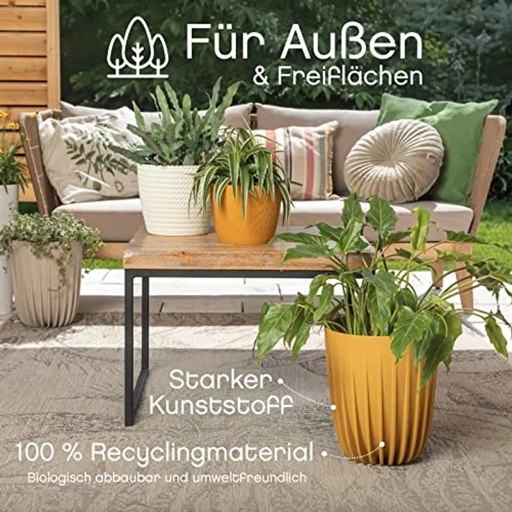KONZEPT Blumentopf Hoher Blumentopf, Pflanzkübel Groß für Außen, Balkon, Übertopf mit Drainagesystem – Bild 4