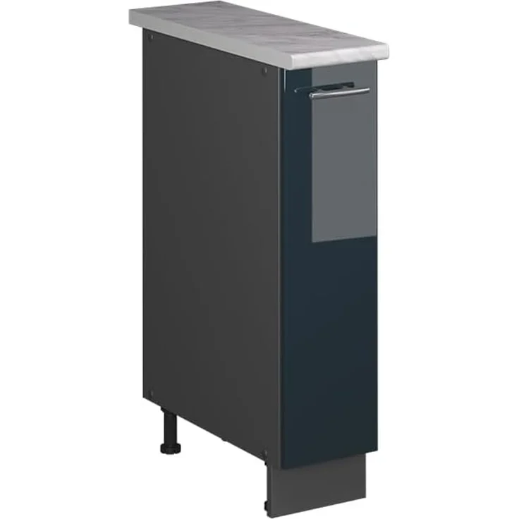 Apothekerschrank Fame-Line Dunkelblau Hochglanz/Anthrazit 20 cm, AP Marmor Vicco