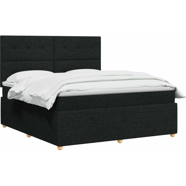 vidaXL Boxspringbett mit Matratze Schwarz 180 x 200 cm Stoff 3454454 – Bild 3