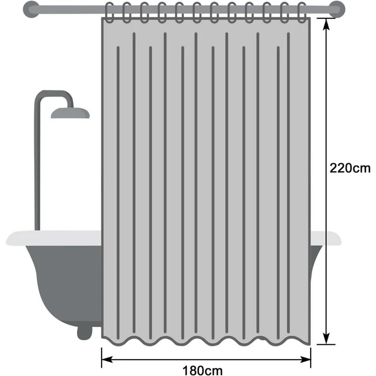 Transparenter Duschvorhang Überlänge 180x220 Wasserdicht 5 Magnete & 12 Haken – Bild 7