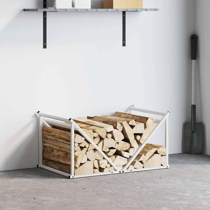 vidaXL Brennholzregal Weiß 70x43x34,5 cm Kaltgewalzter Stahl 864174 – Bild 2