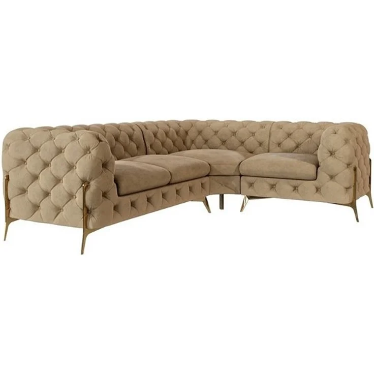 S-Style Möbel Ecksofa Chesterfield Ashley mit Goldene Metall Füßen, Die Eckeinheit kann entweder rechts- oder linkshändig sein, mit Wellenfederung – Bild 4