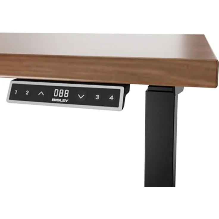 Höhenverstellbarer Schreibtisch E-WonderTech, EWT251406008, Platte 008 Lincoln wallnuss, Gestell 333 schwarz, H 630-1280 x B 1400 x T 600 – Bild 4