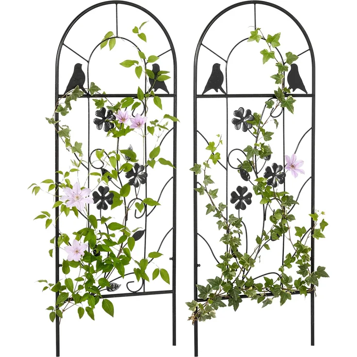 MELAYR, Gartenspalier, 2er-Set, Metallstütze für Kletterpflanzen – 38x98 cm, schwarz