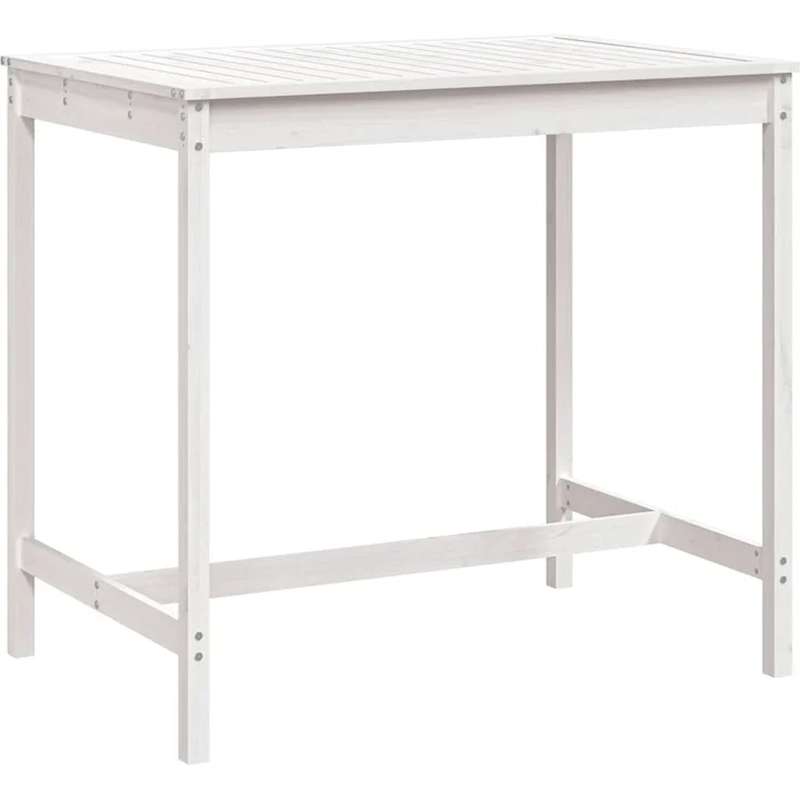 Gartentisch, Balkontisch, Beistelltisch Weiß 121 x 82,5 x 110 cm Massivholz Kiefer – Bild 2