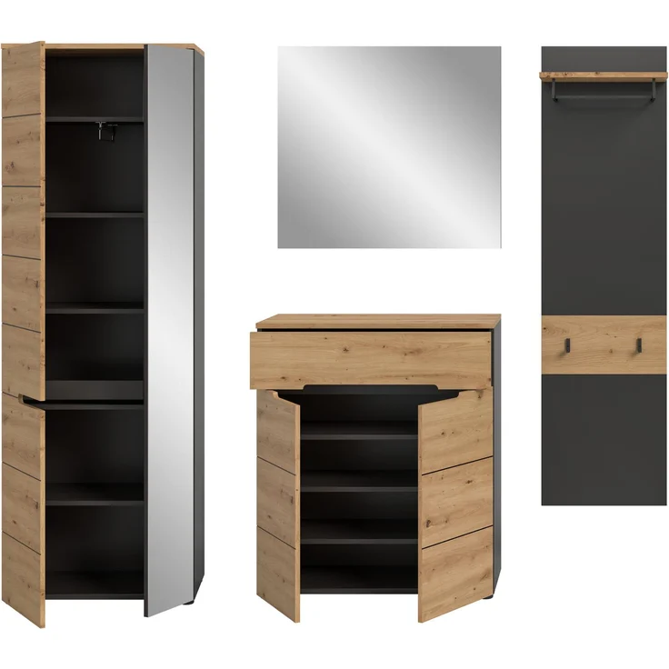 Garderobenkombination (B/H/T: 220x190x37 cm) in Artisan Nachbildung – Bild 3